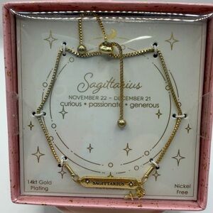 Sagittarius 14kt Gold Plated Slider Zodiac Bracelet